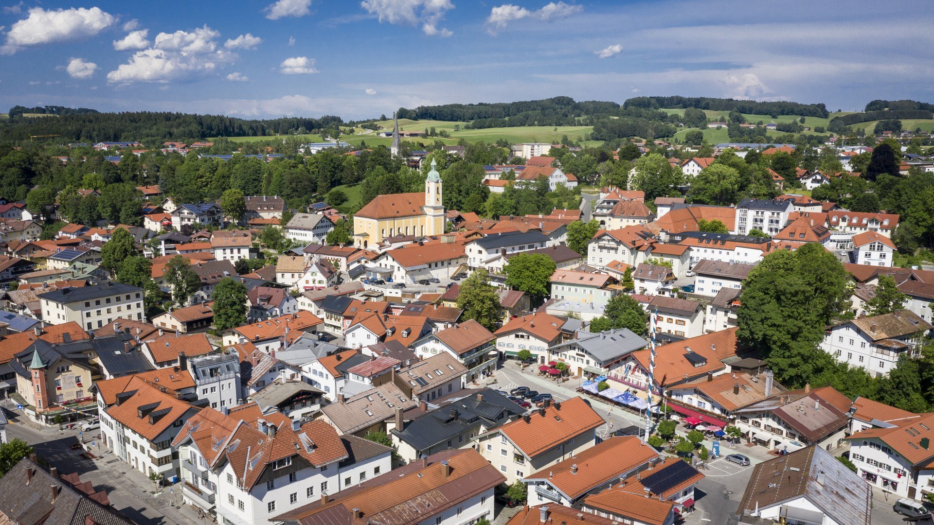 Drohnenaufnahme Miesbacher Marktplatz, © Dietmar Denger