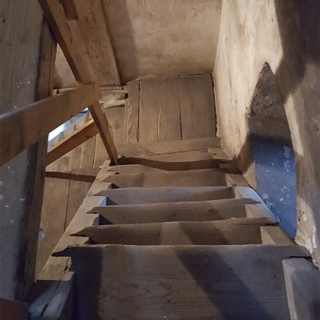 Turmtreppe in der Portiunkulakirche, © Isabella Krobisch